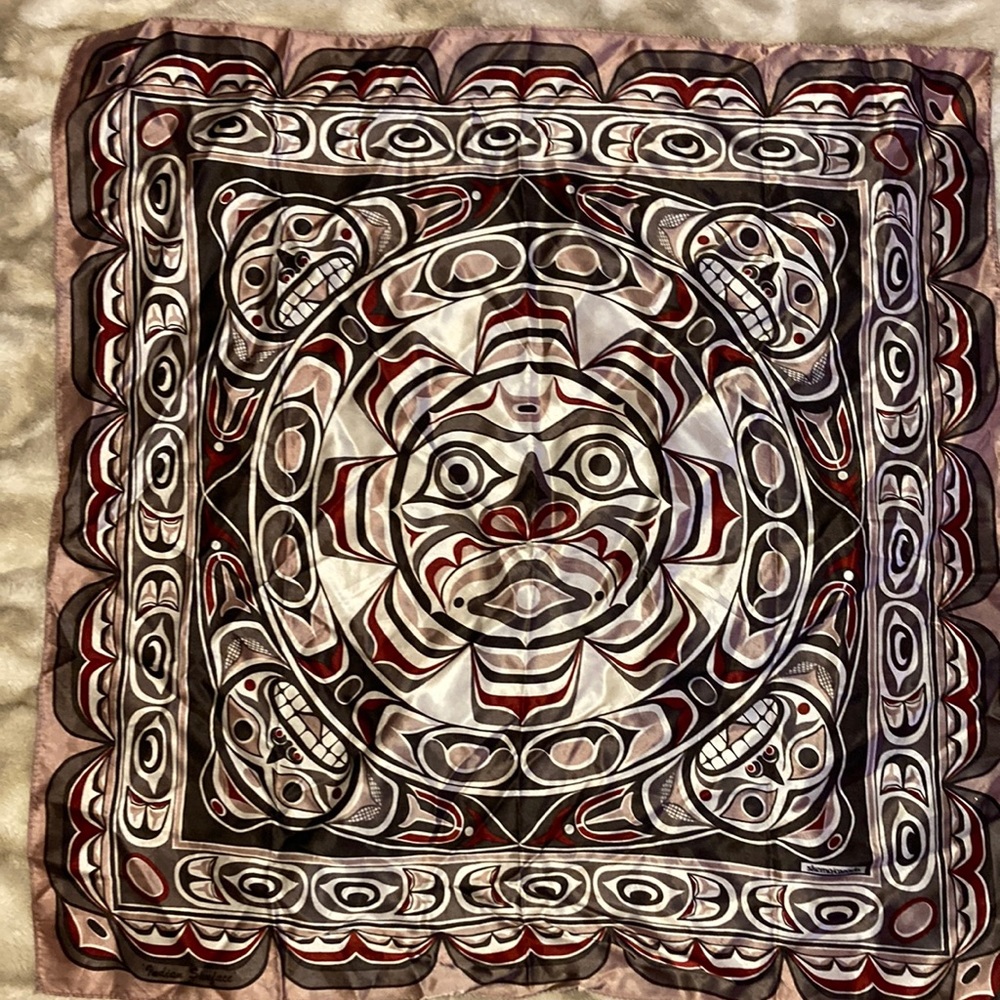 Vintage 1980s Skemo Canada Eleanor Paine Trippy Silk Scarf